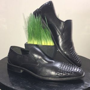 Steve Madden Men’s Studded Black Leather Shoes 9.5
